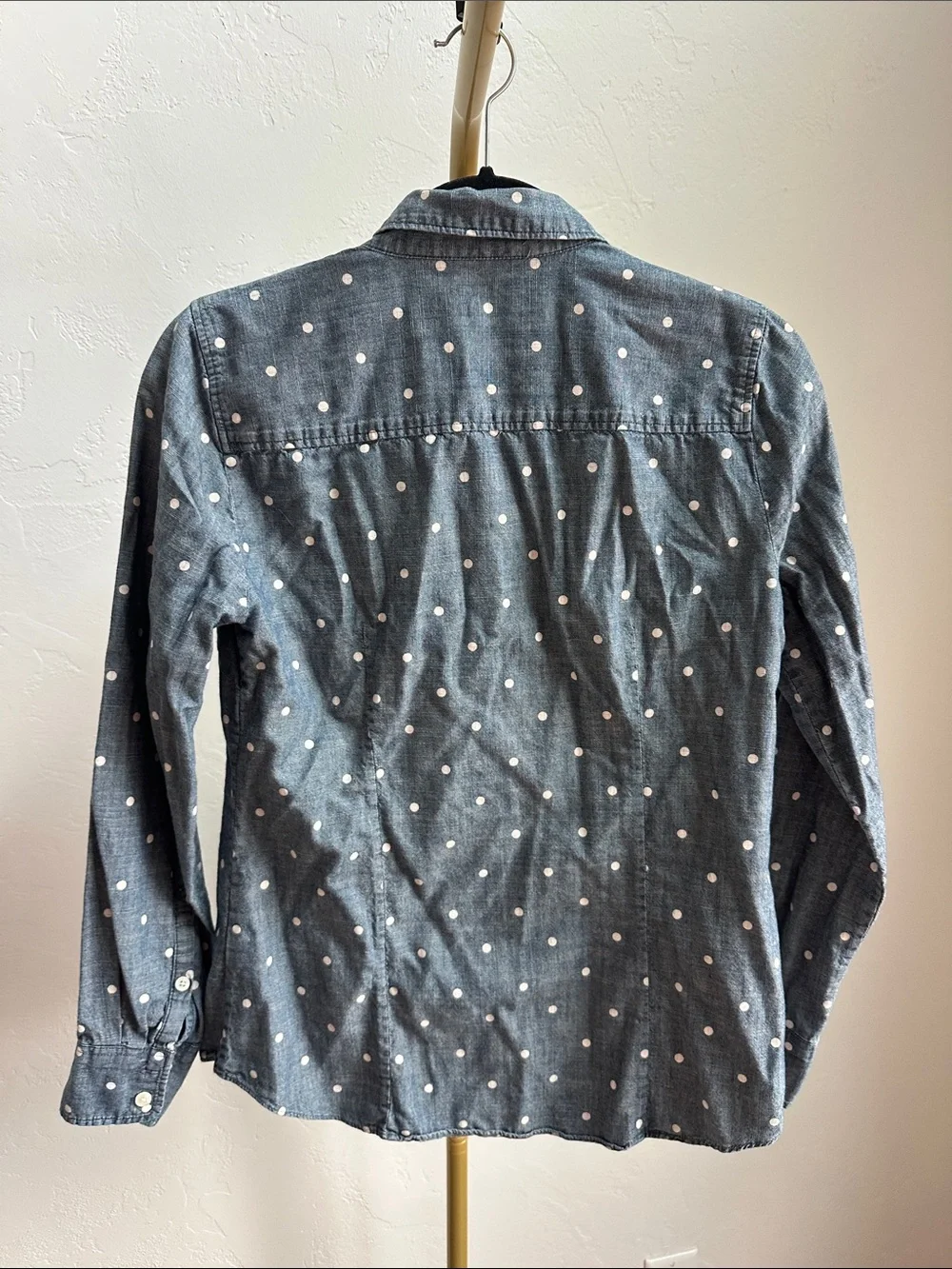 J. Crew Denim Blue Polka Dot Button-Down Shirt